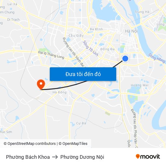 Phường Bách Khoa to Phường Dương Nội map