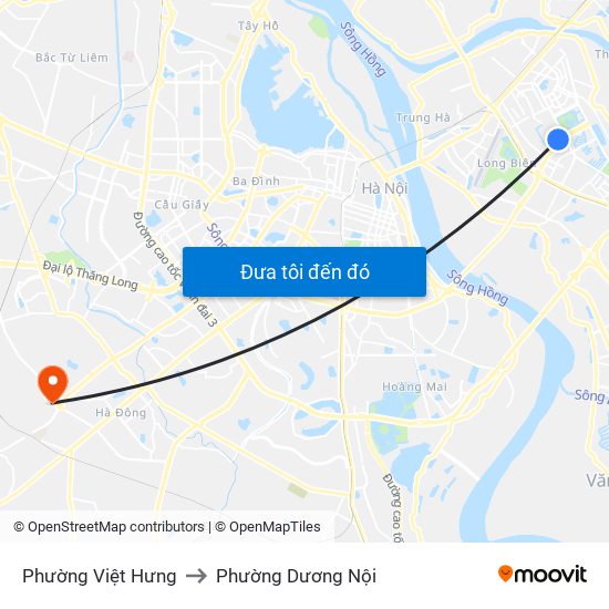 Phường Việt Hưng to Phường Dương Nội map