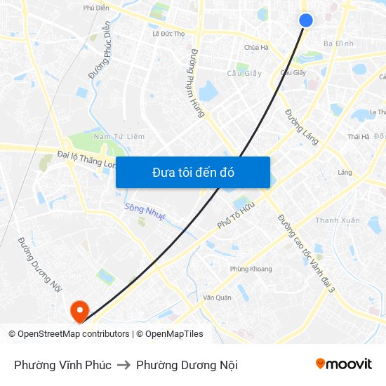 Phường Vĩnh Phúc to Phường Dương Nội map