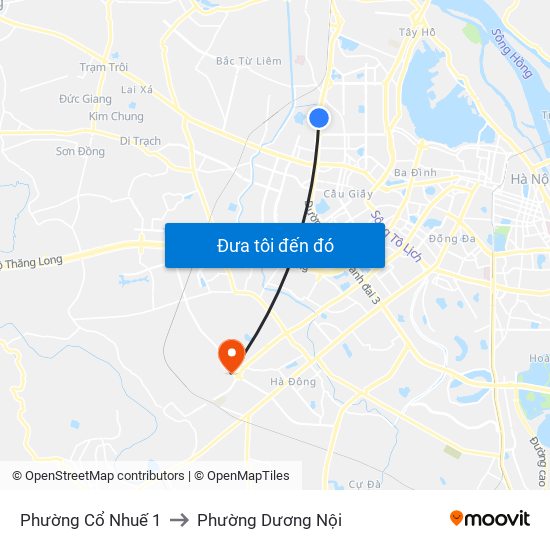 Phường Cổ Nhuế 1 to Phường Dương Nội map