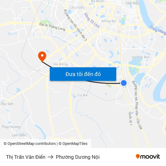 Thị Trấn Văn Điển to Phường Dương Nội map