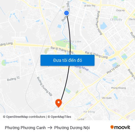 Phường Phương Canh to Phường Dương Nội map