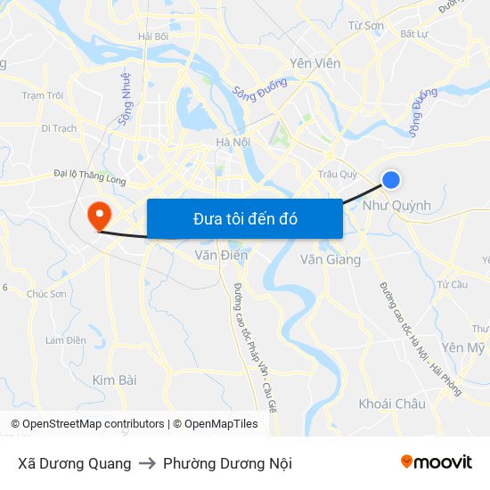 Xã Dương Quang to Phường Dương Nội map