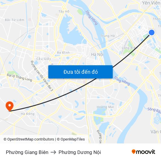 Phường Giang Biên to Phường Dương Nội map
