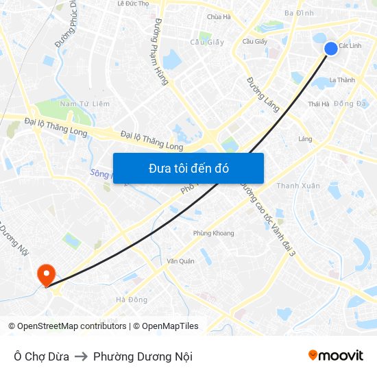 Ô Chợ Dừa to Phường Dương Nội map