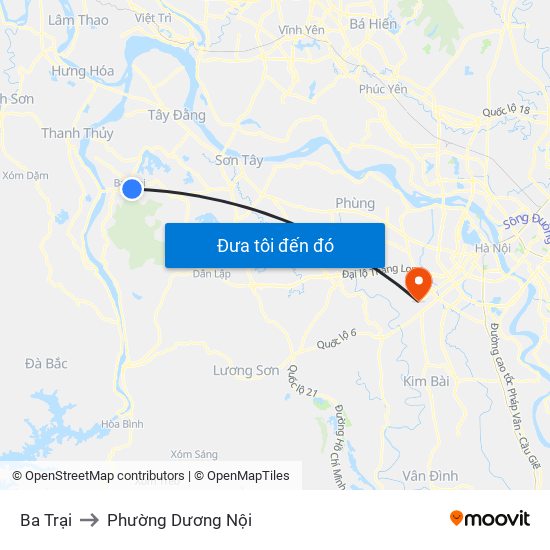 Ba Trại to Phường Dương Nội map