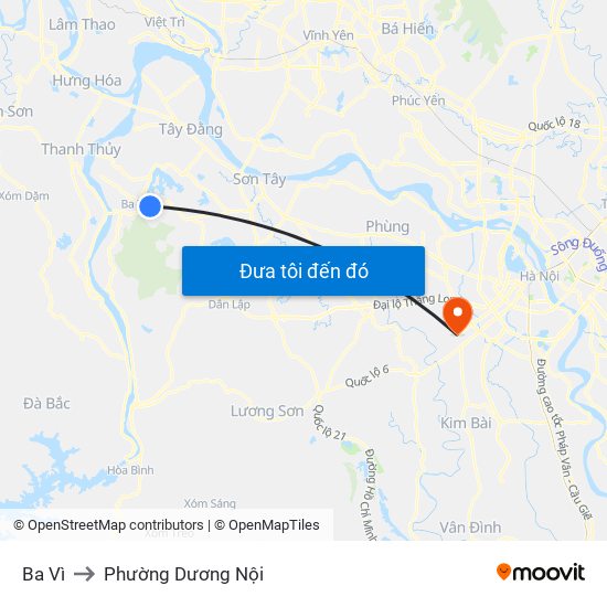 Ba Vì to Phường Dương Nội map