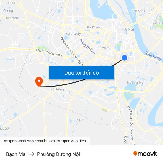 Bạch Mai to Phường Dương Nội map