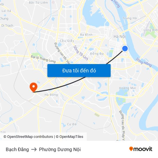 Bạch Đằng to Phường Dương Nội map