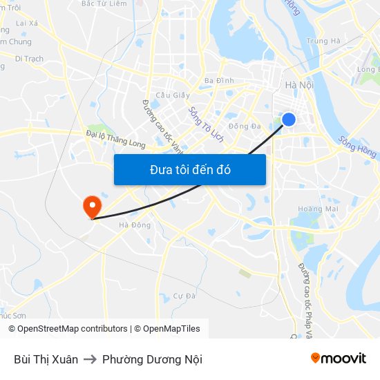 Bùi Thị Xuân to Phường Dương Nội map