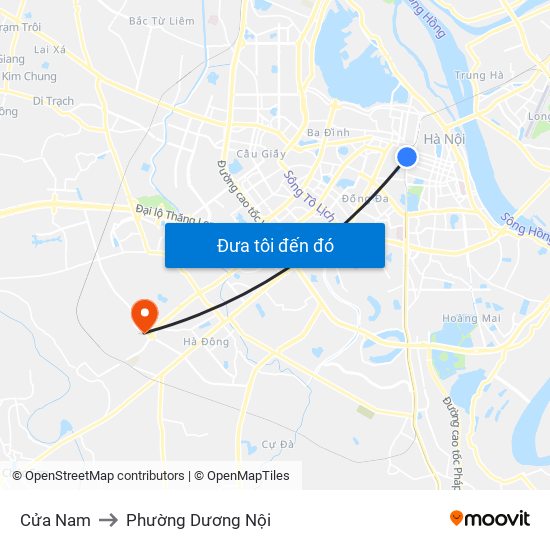 Cửa Nam to Phường Dương Nội map