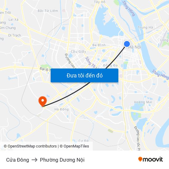 Cửa Đông to Phường Dương Nội map