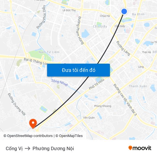 Cống Vị to Phường Dương Nội map
