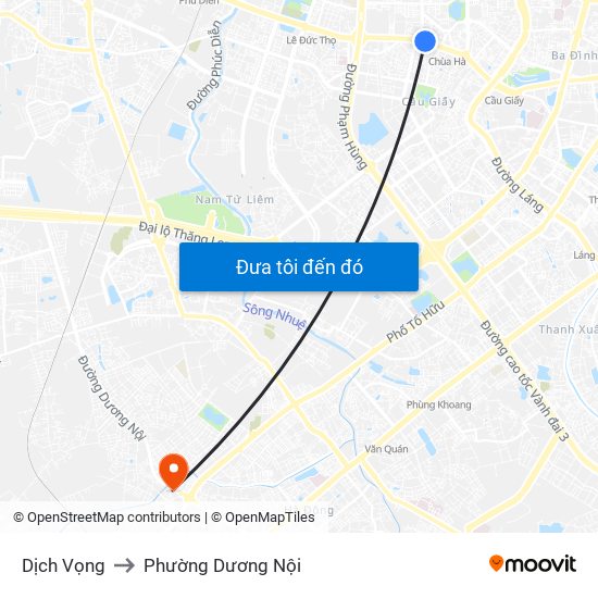 Dịch Vọng to Phường Dương Nội map