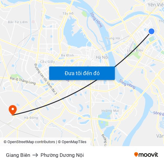 Giang Biên to Phường Dương Nội map