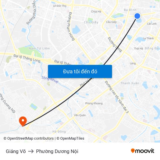 Giảng Võ to Phường Dương Nội map