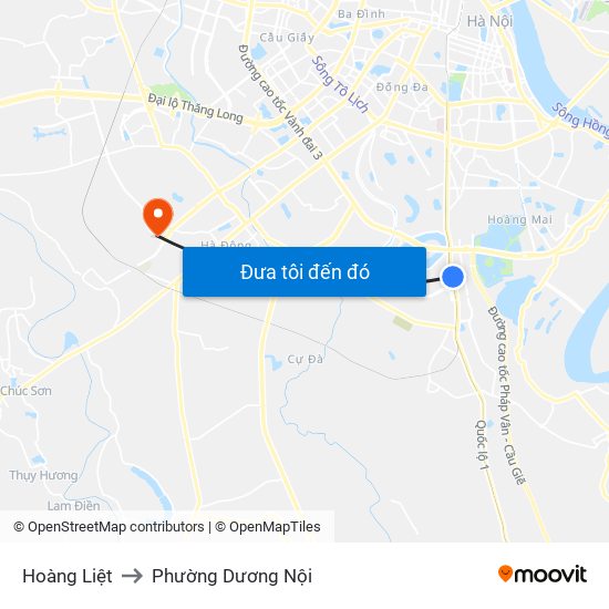 Hoàng Liệt to Phường Dương Nội map