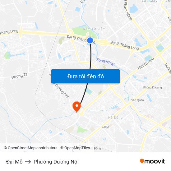 Đại Mỗ to Phường Dương Nội map