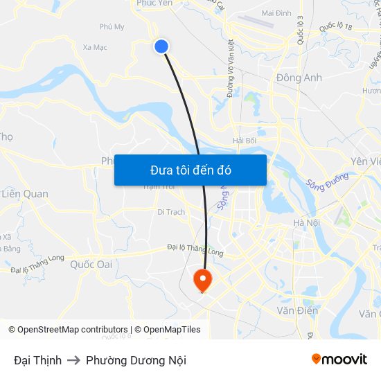 Đại Thịnh to Phường Dương Nội map