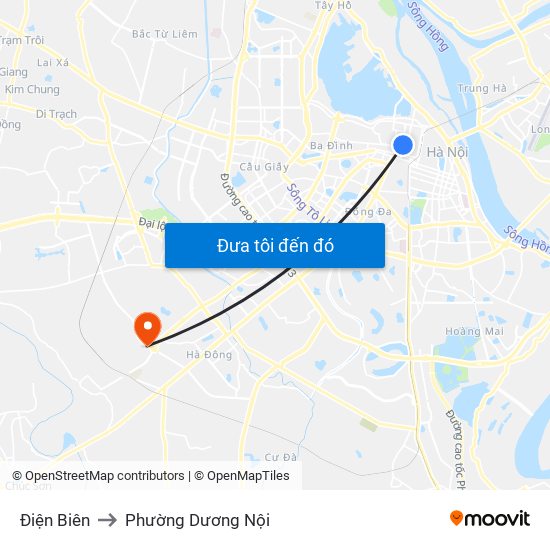 Điện Biên to Phường Dương Nội map