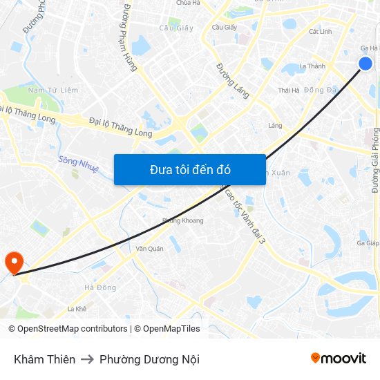 Khâm Thiên to Phường Dương Nội map