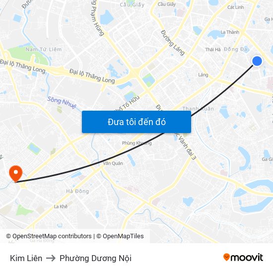 Kim Liên to Phường Dương Nội map