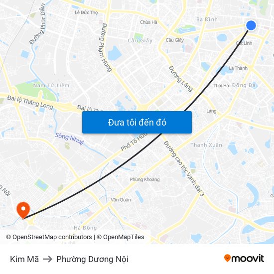 Kim Mã to Phường Dương Nội map