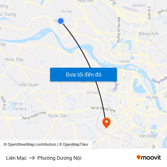 Liên Mạc to Phường Dương Nội map