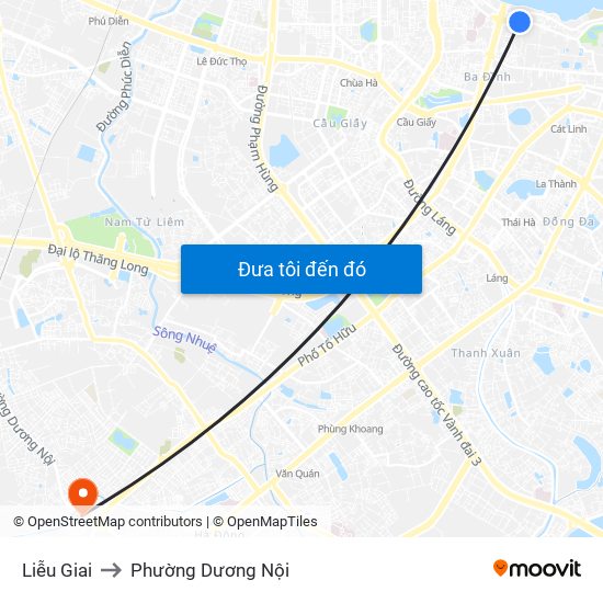 Liễu Giai to Phường Dương Nội map