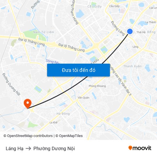 Láng Hạ to Phường Dương Nội map