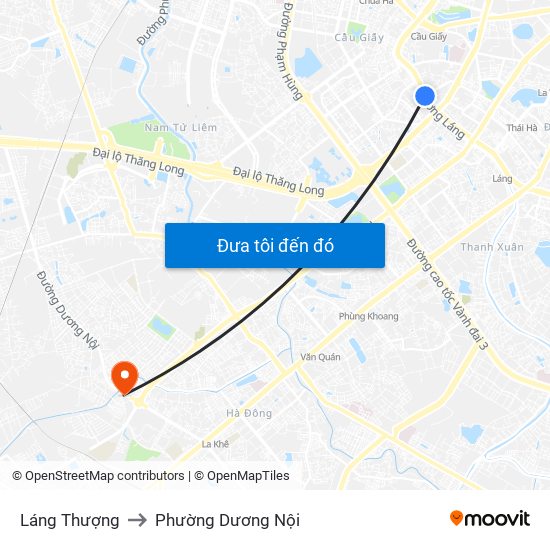 Láng Thượng to Phường Dương Nội map