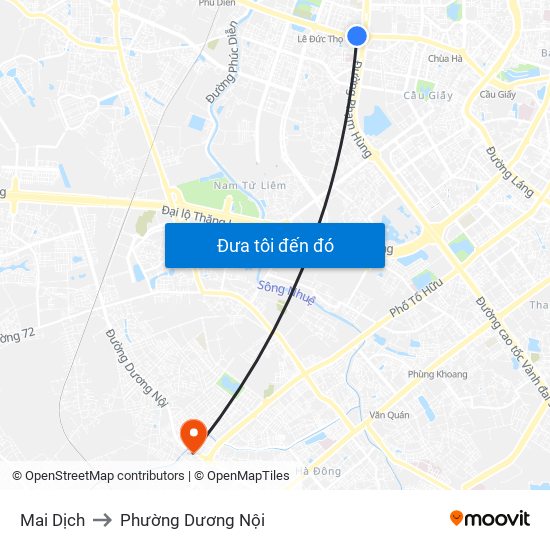 Mai Dịch to Phường Dương Nội map