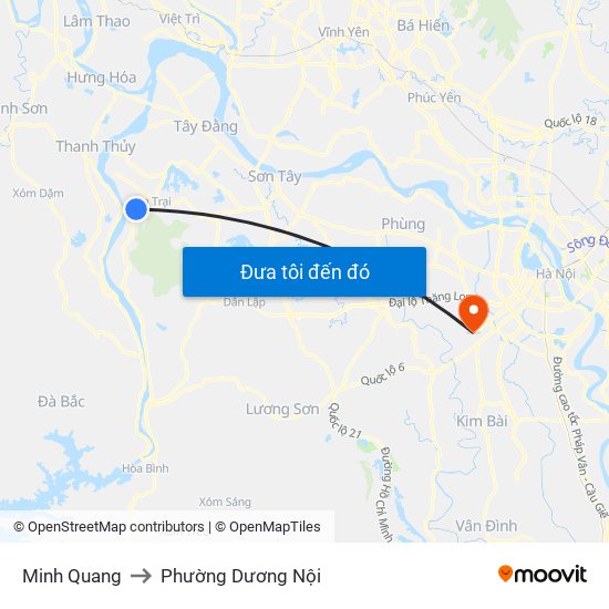 Minh Quang to Phường Dương Nội map