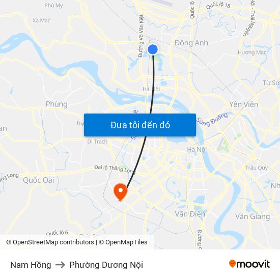 Nam Hồng to Phường Dương Nội map