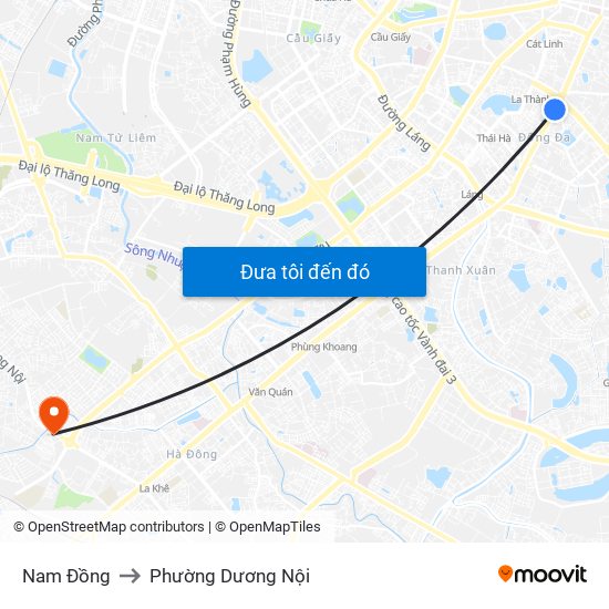 Nam Đồng to Phường Dương Nội map