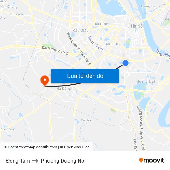 Đồng Tâm to Phường Dương Nội map