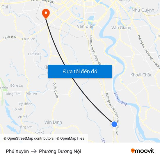 Phú Xuyên to Phường Dương Nội map