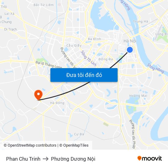 Phan Chu Trinh to Phường Dương Nội map