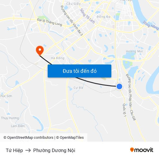 Tứ Hiệp to Phường Dương Nội map