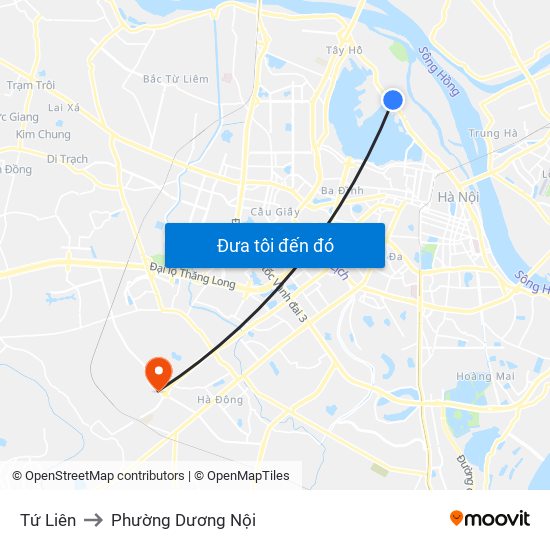 Tứ Liên to Phường Dương Nội map