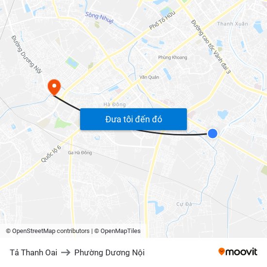 Tả Thanh Oai to Phường Dương Nội map