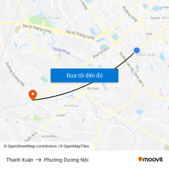 Thanh Xuân to Phường Dương Nội map