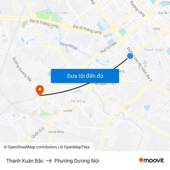 Thanh Xuân Bắc to Phường Dương Nội map