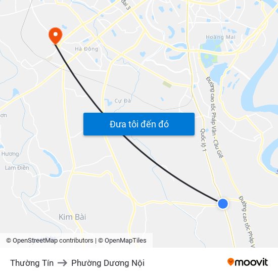 Thường Tín to Phường Dương Nội map