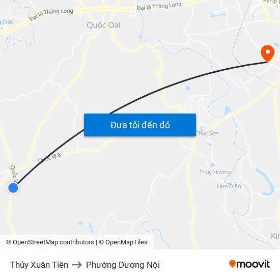 Thủy Xuân Tiên to Phường Dương Nội map