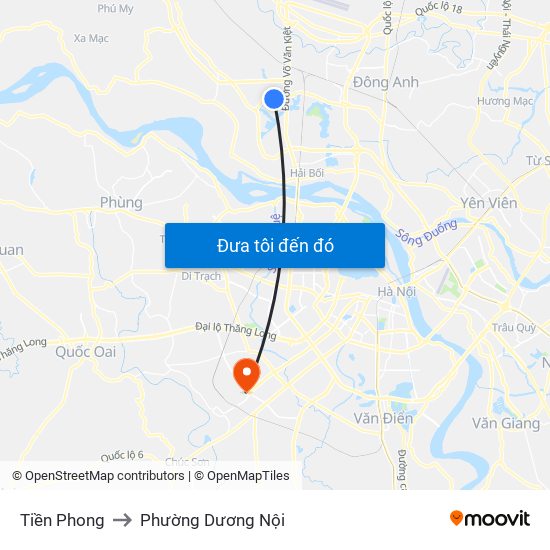Tiền Phong to Phường Dương Nội map