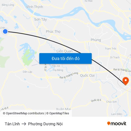 Tản Lĩnh to Phường Dương Nội map
