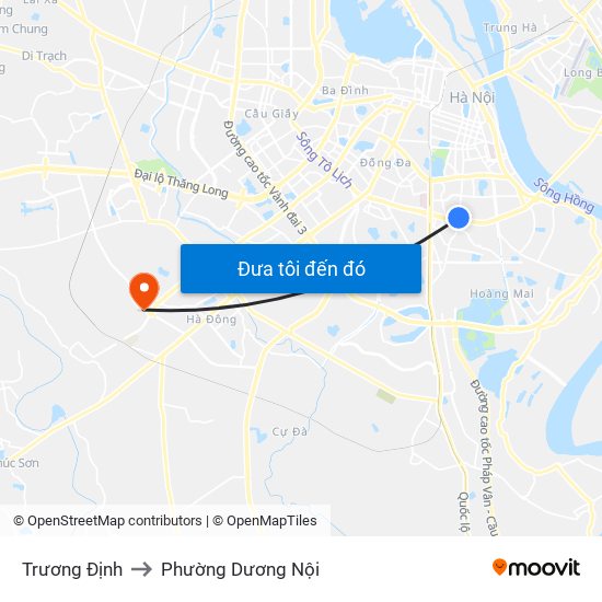 Trương Định to Phường Dương Nội map