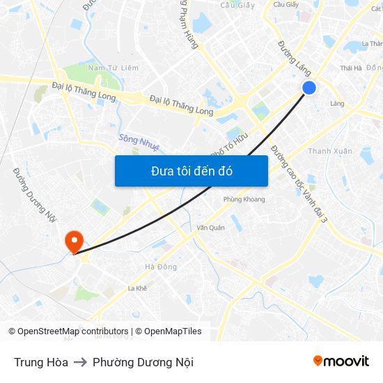 Trung Hòa to Phường Dương Nội map