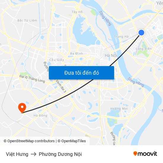 Việt Hưng to Phường Dương Nội map